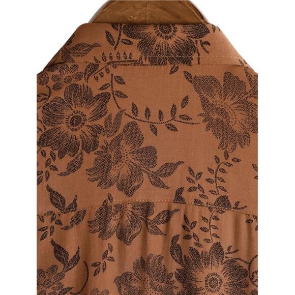 Mens Hawaiian Shirt Floral Button Up Short Sleeve Tropical Beach Vacation Top - Picture 6 of 7